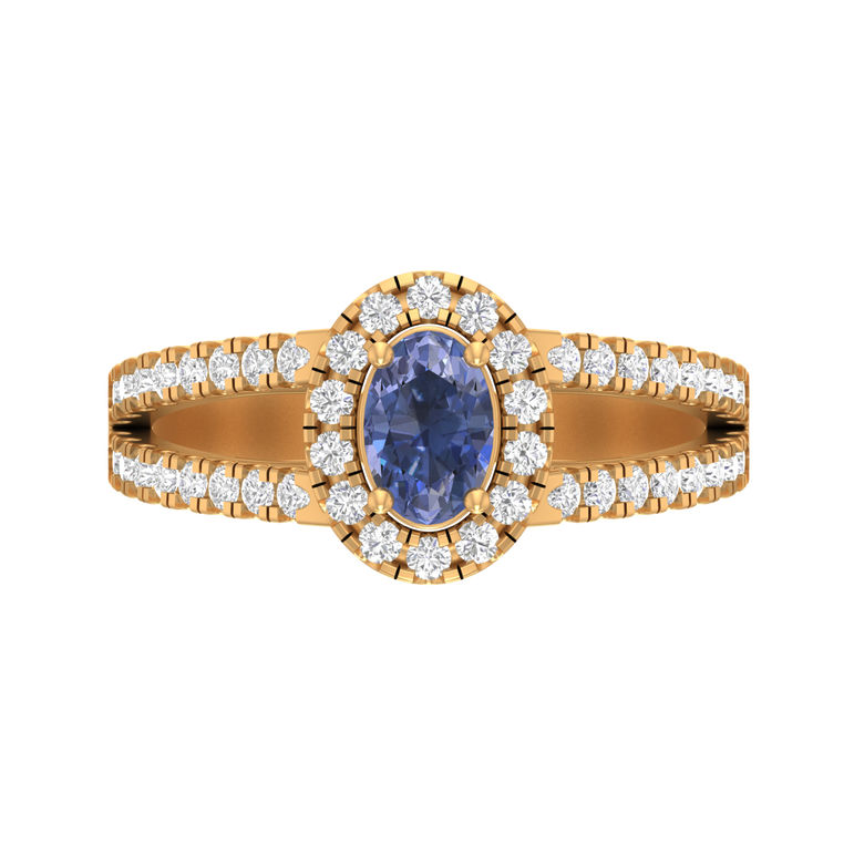 Tanzanite Ring | 46 Diamond pcs | 0.54ctw Natural Diamond | 14k Gold