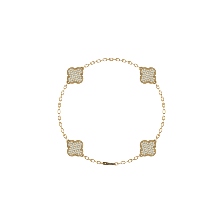 Clover Bracelet | 160 Diamond Pcs | 1.23ctw Natural Diamond | 14k Yellow Gold