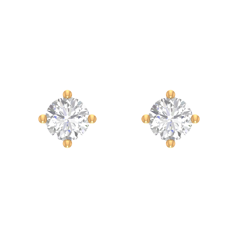 Round Studs Earrings | 2 Diamond pcs | 2.17ctw natural Diamond | 14k Gold