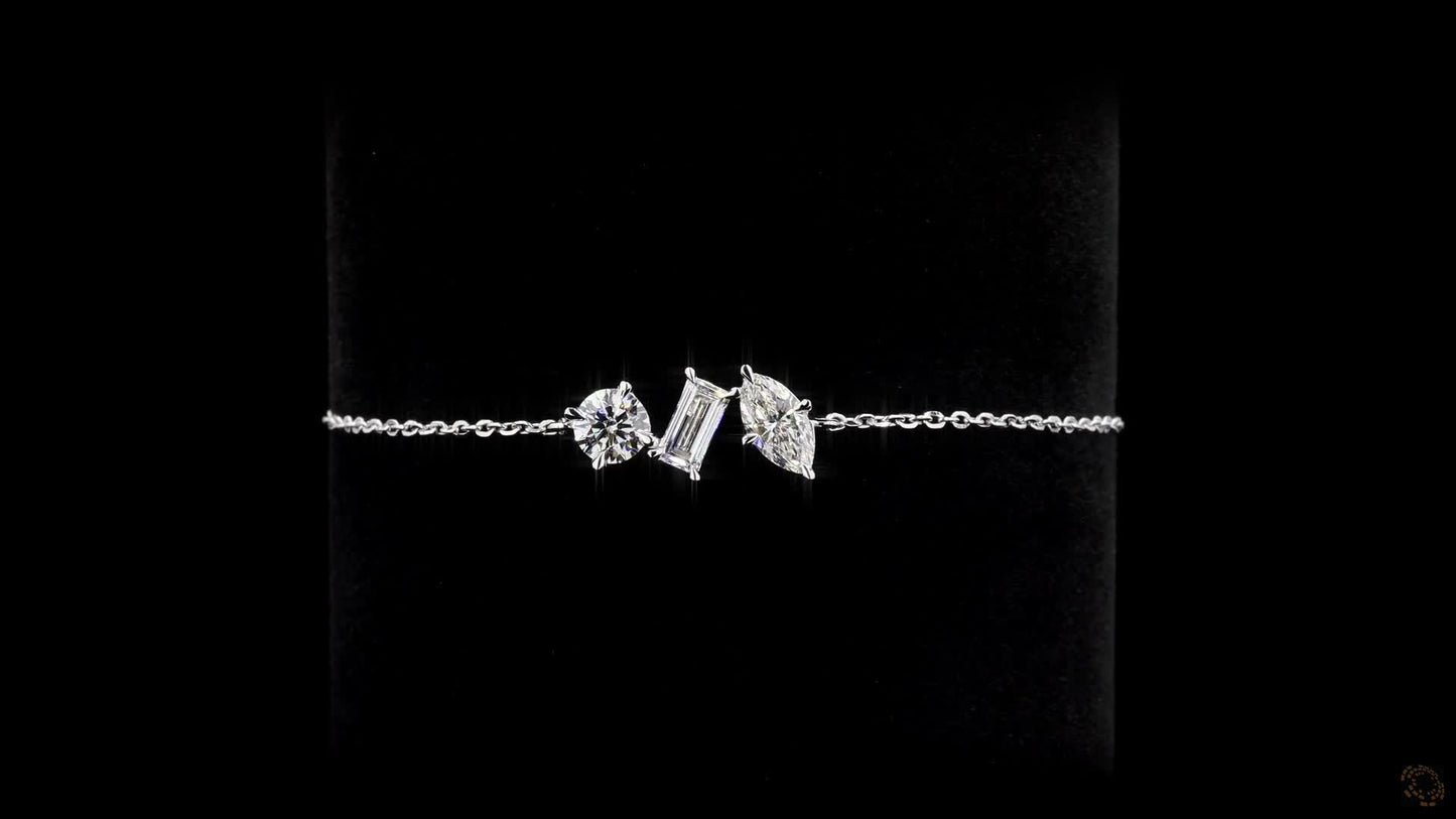 round-emerald-marquise lab grown certified diamond toi et moi bracelet