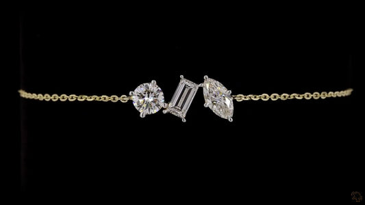 Round-Emerald-Marquise Lab Grown Certified Diamond Toi et Moi Bracelet