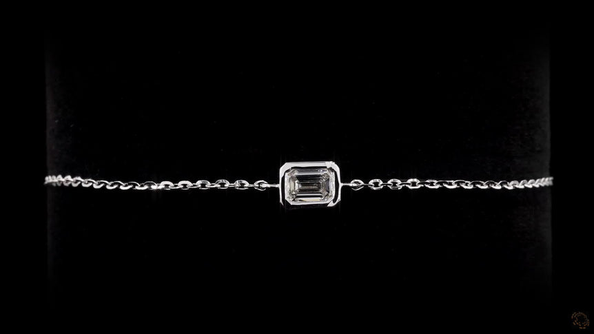 Emerald-cut Lab Grown Solitaire Daimond Bracelet