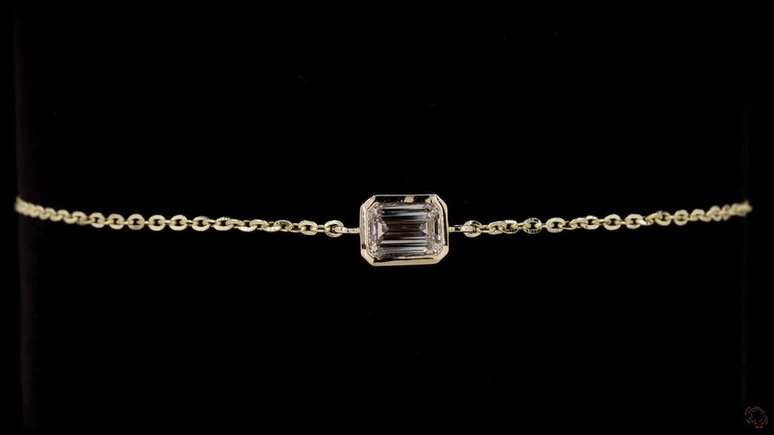 Emerald-cut Lab Grown Solitaire Daimond Bracelet