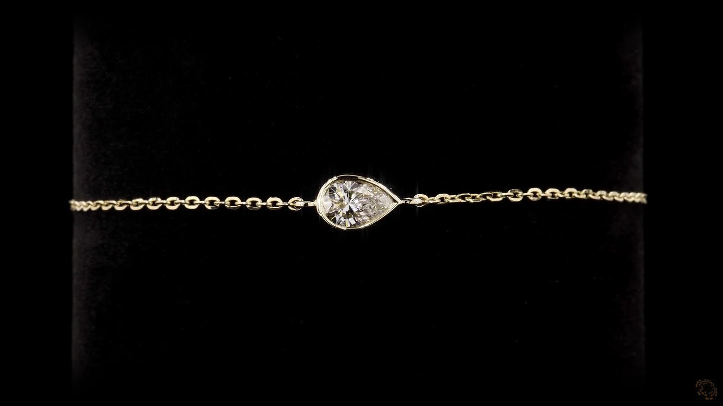 pear-cut solitaire certified diamond bracelet