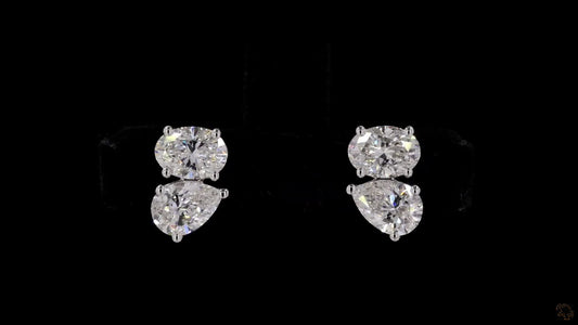 Toi et Moi Pear-Oval Lab Grown  Certified  Diamond Studs