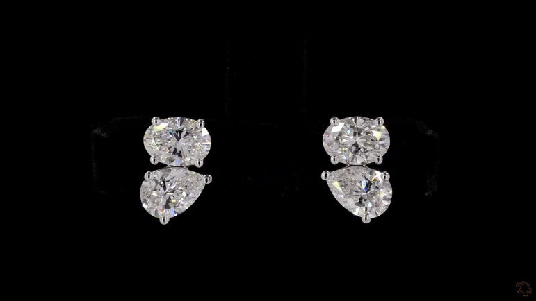 Toi et Moi Pear-Oval Lab Grown Diamond Studs