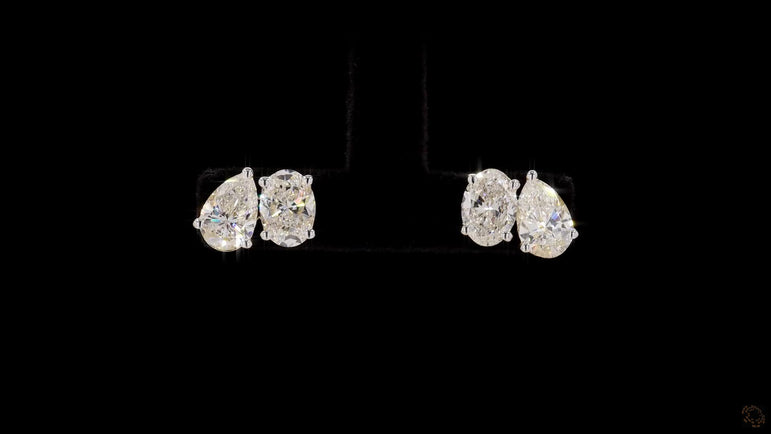 Toi et Moi Pear-Oval Lab Grown Diamond Studs