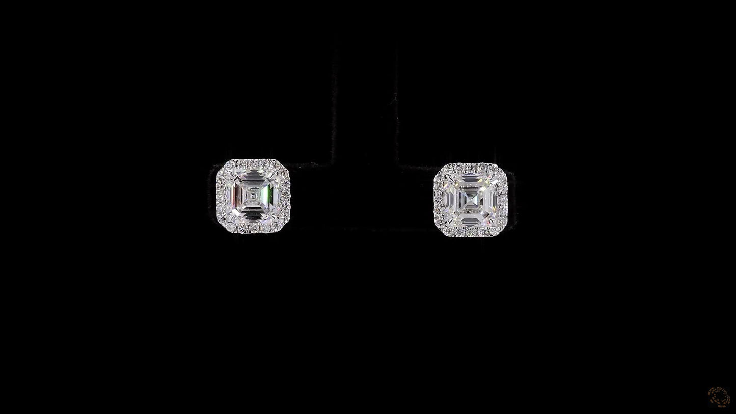 asscher lab grown certified diamond studs