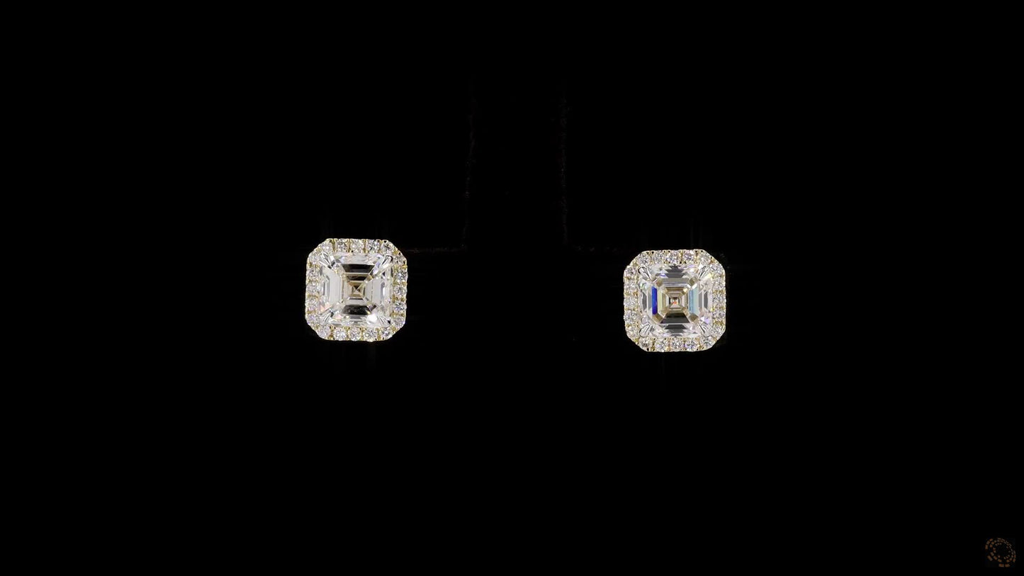 asscher lab grown certified diamond studs