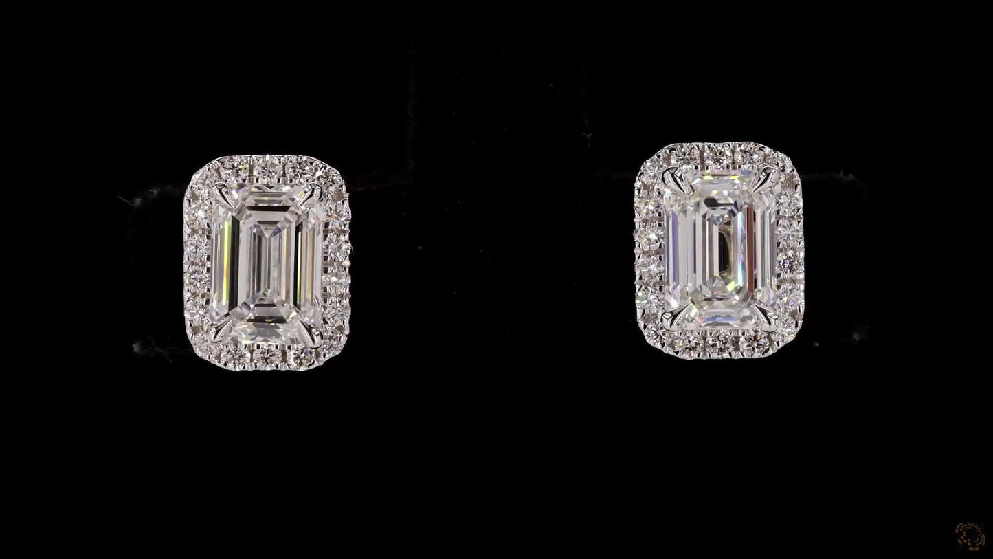 emerald lab grown diamond studs