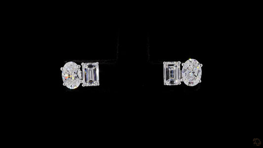 Toi Et Moi Oval-Emerald Lab Grown  Certified  Diamond Studs