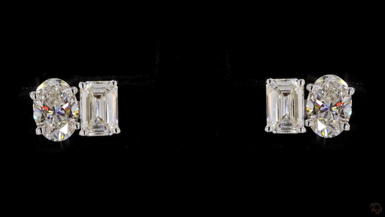 Toi Et Moi Oval-Emerald Lab Grown Diamond Studs