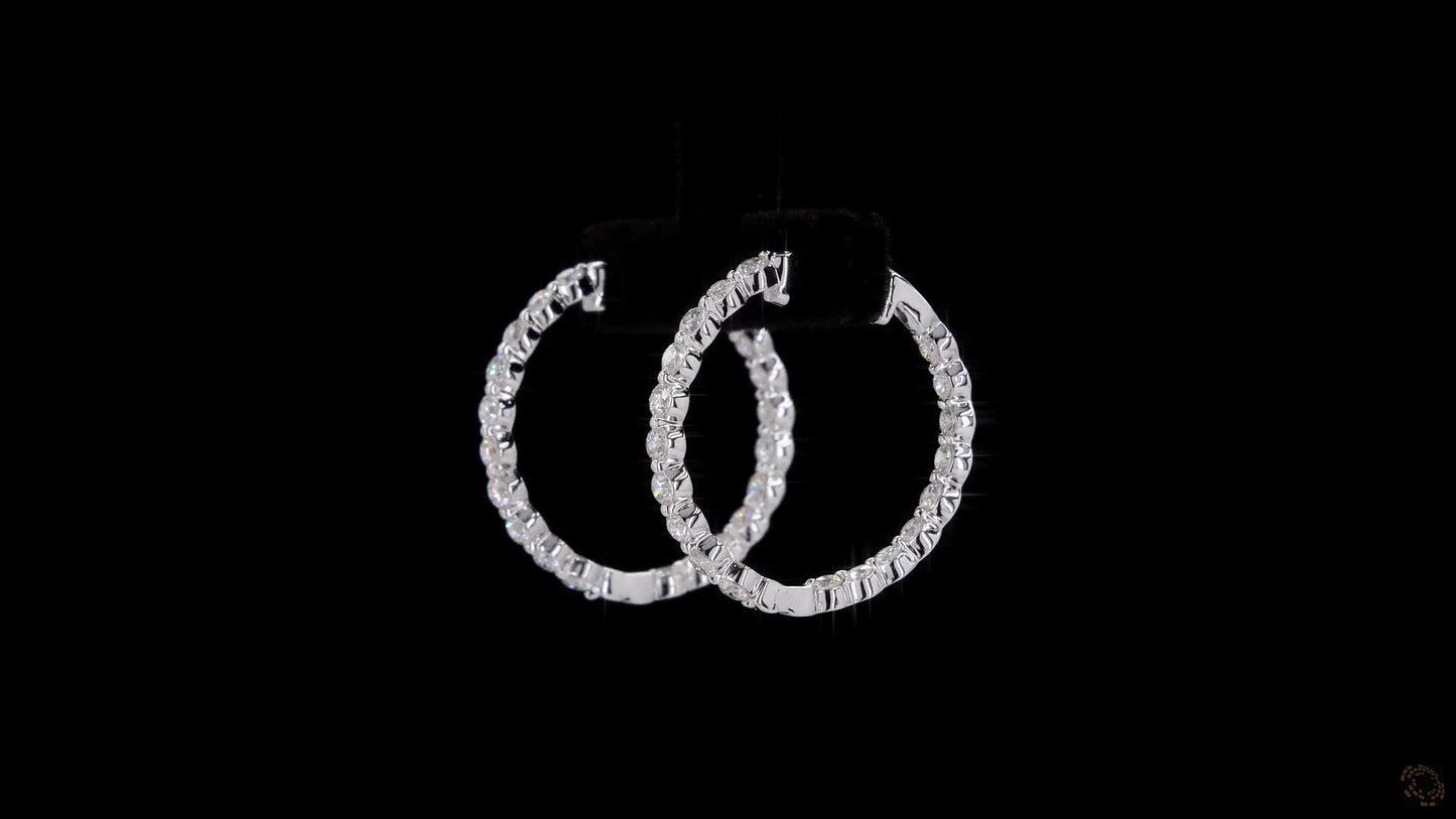 round lab grown certified daimond hoop earrings