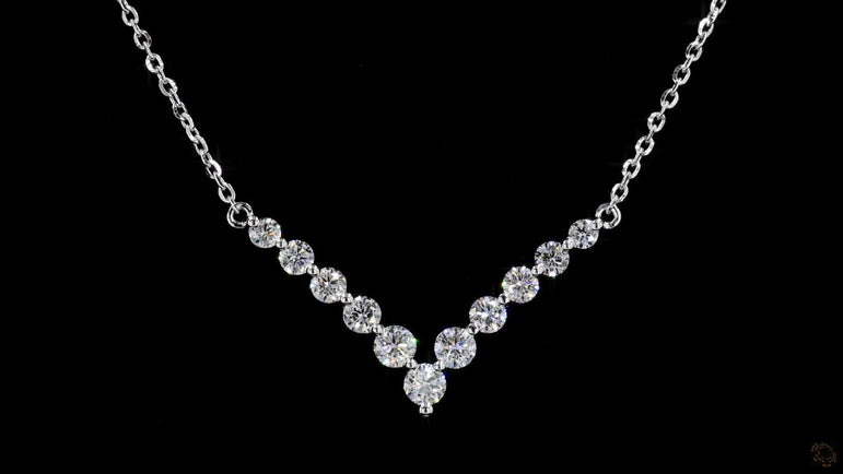 Round Lab Grown Diamond Chevron Fashion Necklace