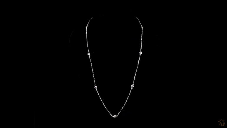 Round Bezel Strand Lab Grown Certified Diamond Necklace