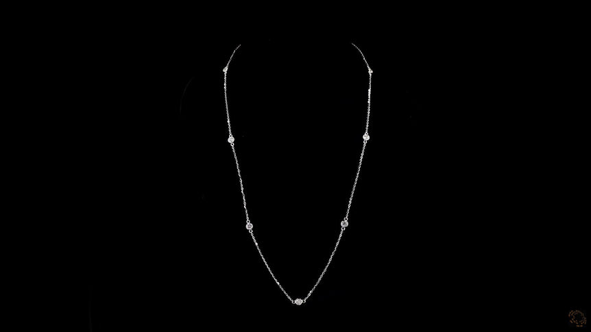 Round Bezel Strand Lab Grown Certified Diamond Necklace