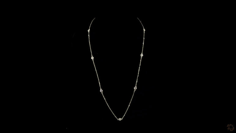 Round Bezel Strand Lab Grown Certified Diamond Necklace