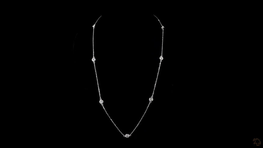 Round Bezel Strand Lab Grown Certified Diamond Necklace