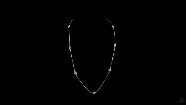 Round Bezel Strand Lab Grown Certified Diamond Necklace