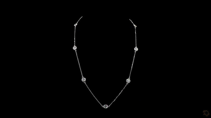 Round Bezel Strand Lab Grown Certified Diamond Necklace