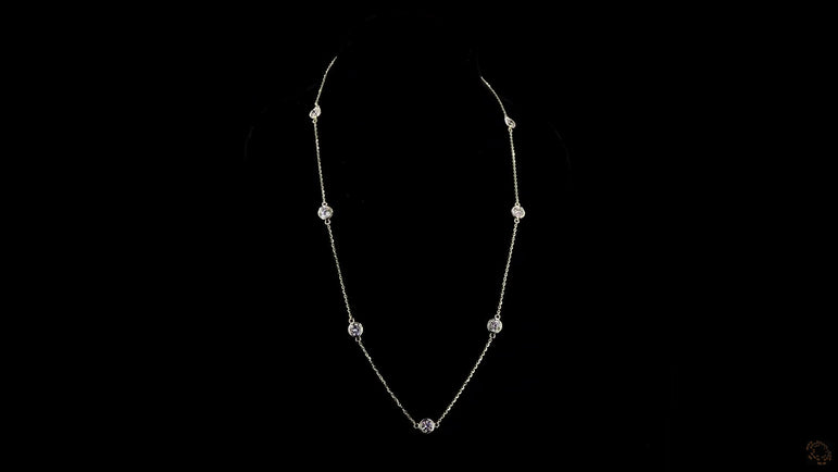 Round Bezel Strand Lab Grown Certified Diamond Necklace