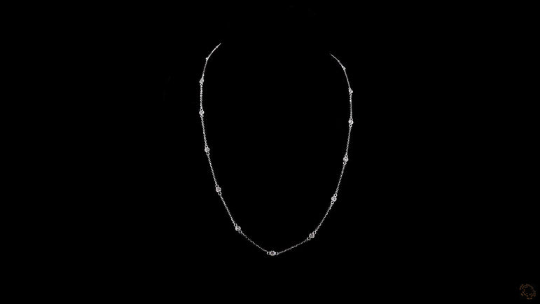 Round Bezel Strand Lab Grown Certified Diamond Necklace