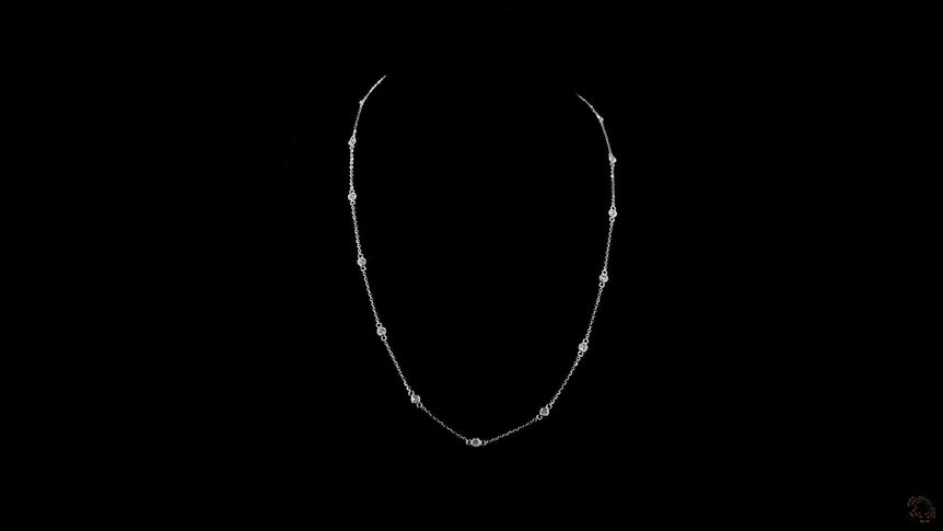 Round Bezel Strand Lab Grown Certified Diamond Necklace