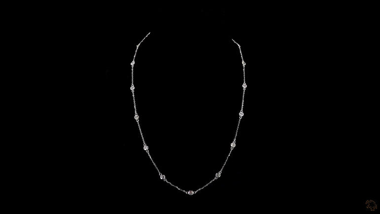 Round Bezel Strand Lab Grown Certified Diamond Necklace