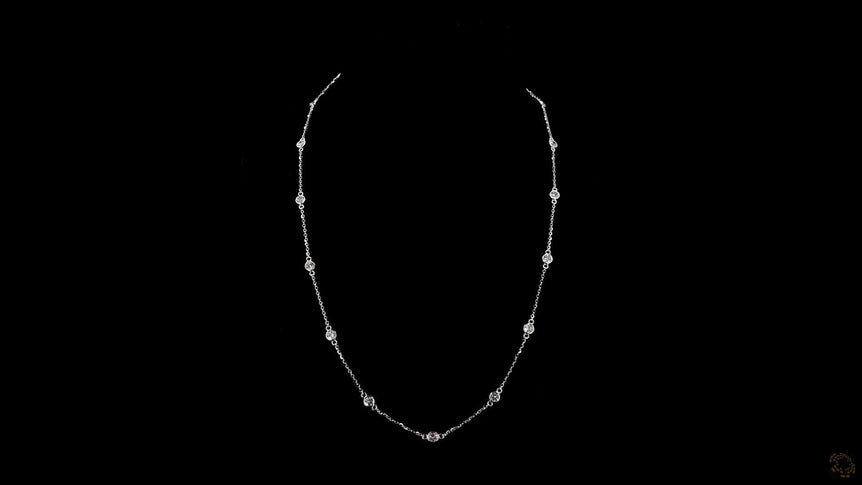 Round Bezel Strand Lab Grown Certified Diamond Necklace