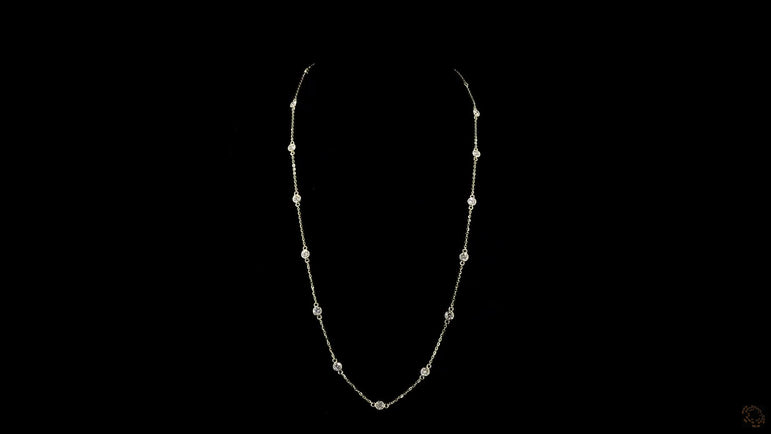 Round Bezel Strand Lab Grown Certified Diamond Necklace