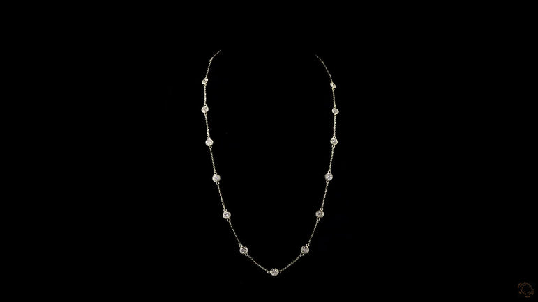 Round Bezel Strand Lab Grown Certified Diamond Necklace