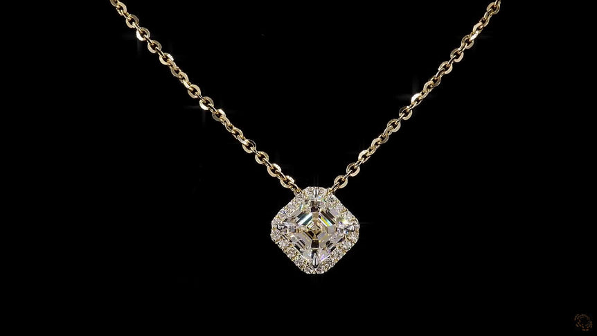 Asscher Halo-Style Lab Grown Diamond Necklace