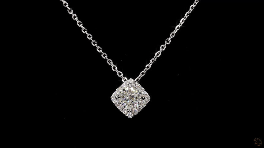 Cushion Halo-Style Lab Grown Diamond Necklace