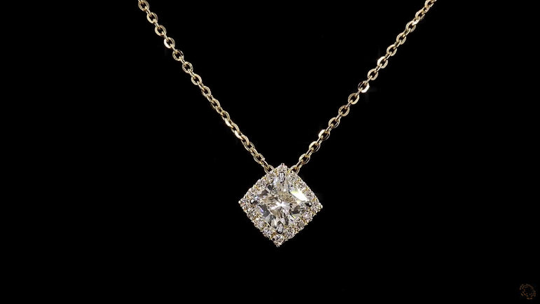 Cushion Halo-Style Lab Grown Diamond Necklace