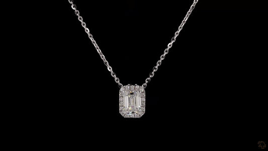 Emerald Halo-Style Lab Grown Certified Diamond Necklace