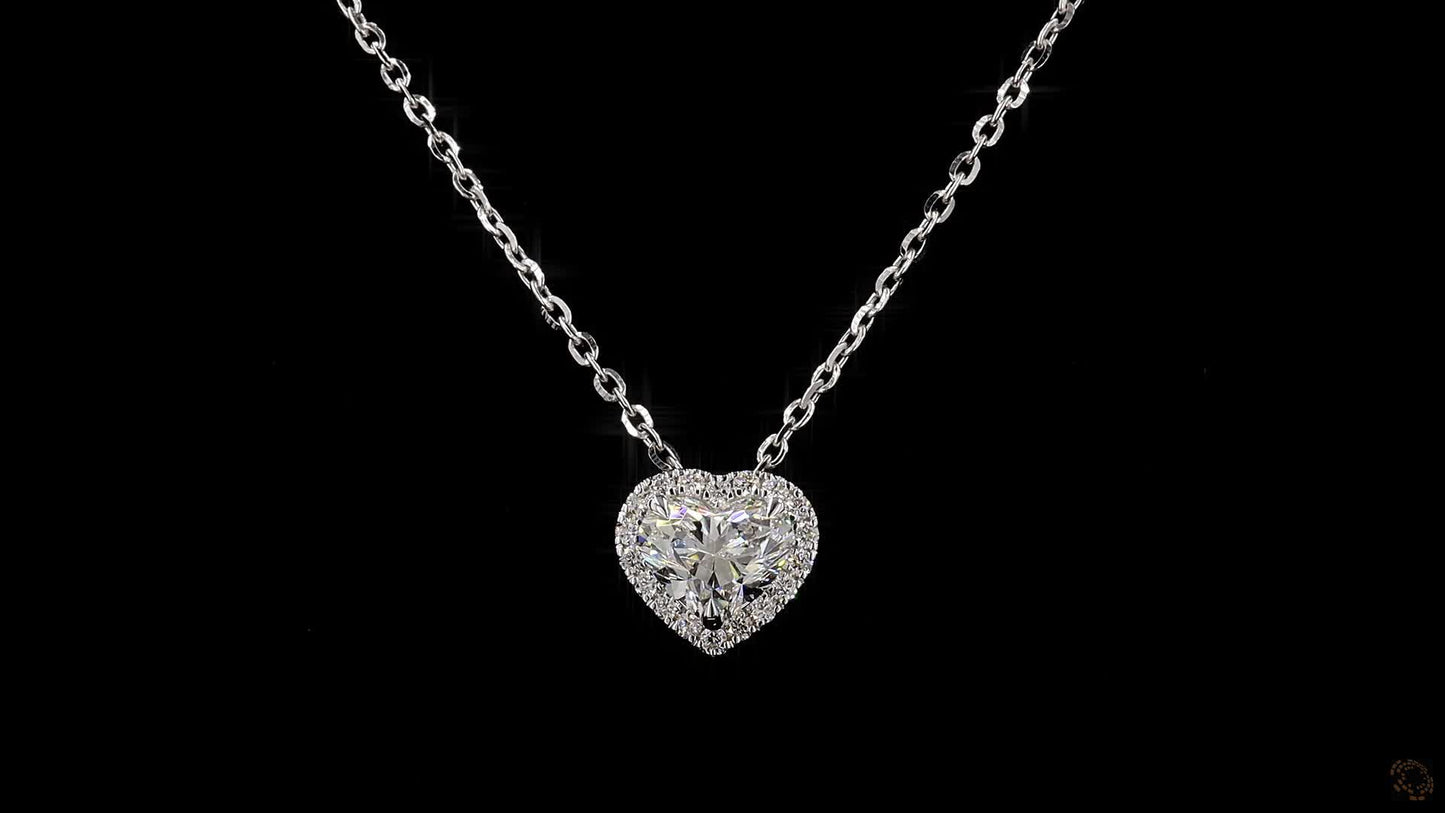 heart shaped lab grown  certified diamond chain