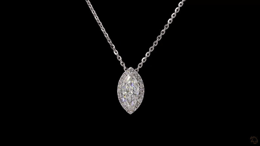 Marquise Halo-Style Lab Grown Diamond Necklace