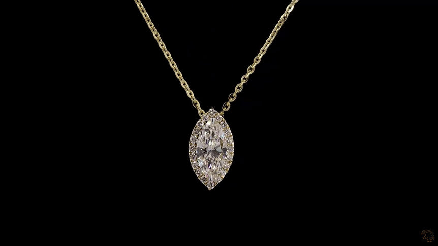 Marquise Halo-Style Lab Grown Diamond Necklace