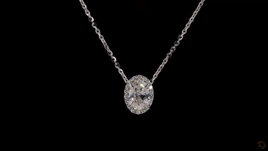 Oval Halo-Style Lab Grown Diamond Necklace