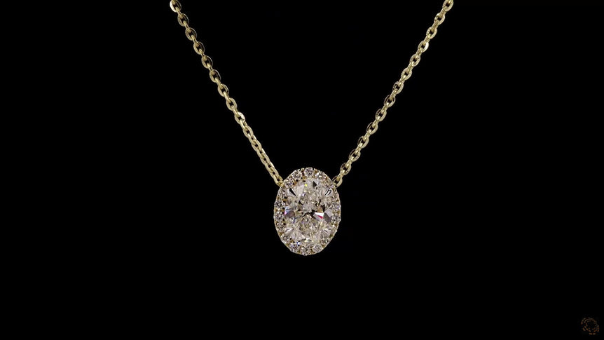 Oval Halo-Style Lab Grown Diamond Necklace