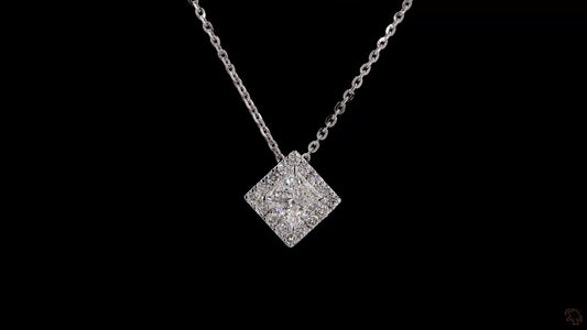 Princess Halo-Style Lab Grown Certified Diamond Necklace