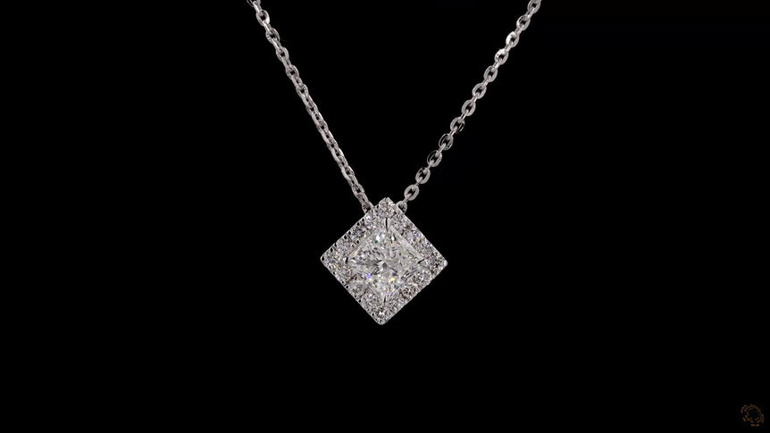 Princess Halo-Style Lab Grown Diamond Necklace