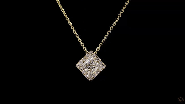 Princess Halo-Style Lab Grown Diamond Necklace