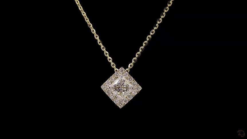 Princess Halo-Style Lab Grown Diamond Necklace