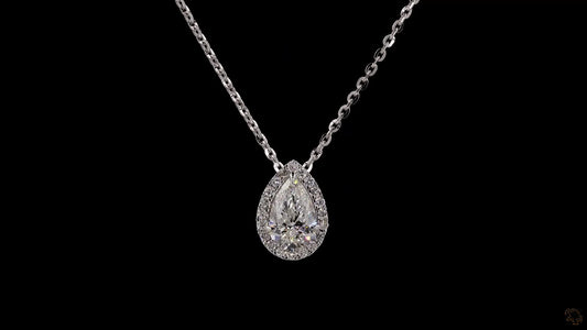 Pear Halo-Style Lab Grown Certified  Diamond Necklace