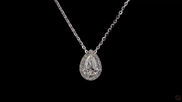 Pear Halo-Style Lab Grown Diamond Necklace