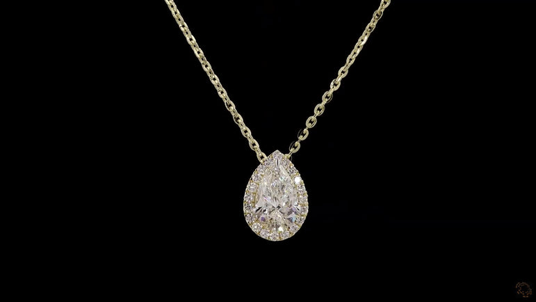 Pear Halo-Style Lab Grown Diamond Necklace