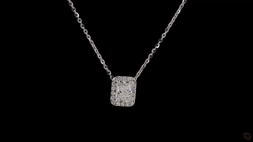 Radiant Halo-Style Lab Grown Diamond Necklace