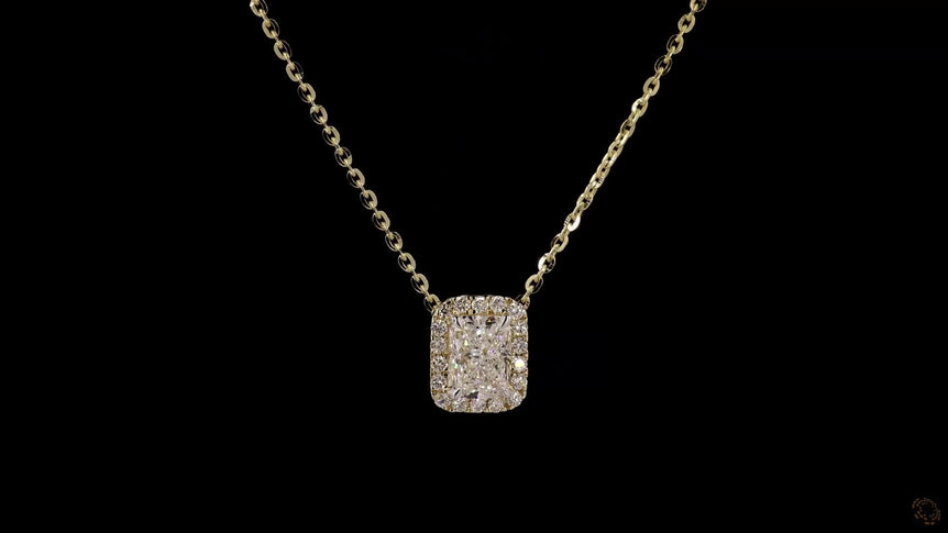 Radiant Halo-Style Lab Grown Diamond Necklace