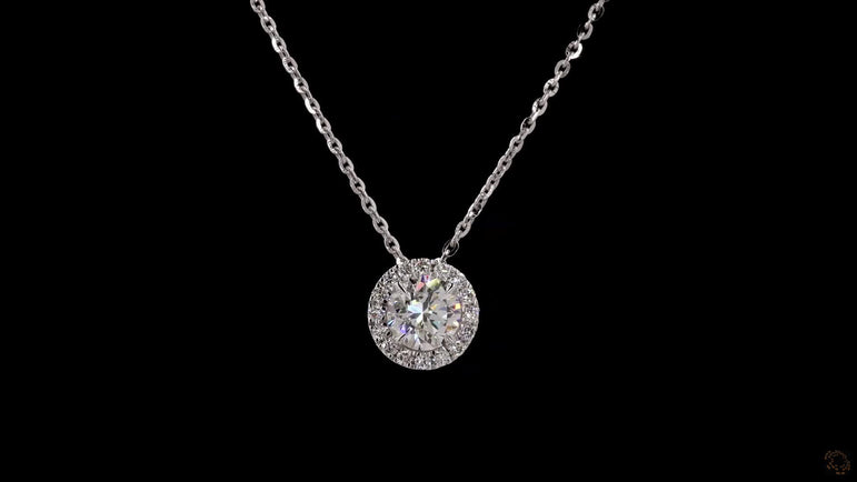 Round Halo-Style Lab Grown Diamond Necklace